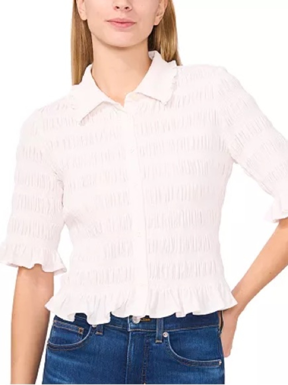 NWT CECE smocked top small